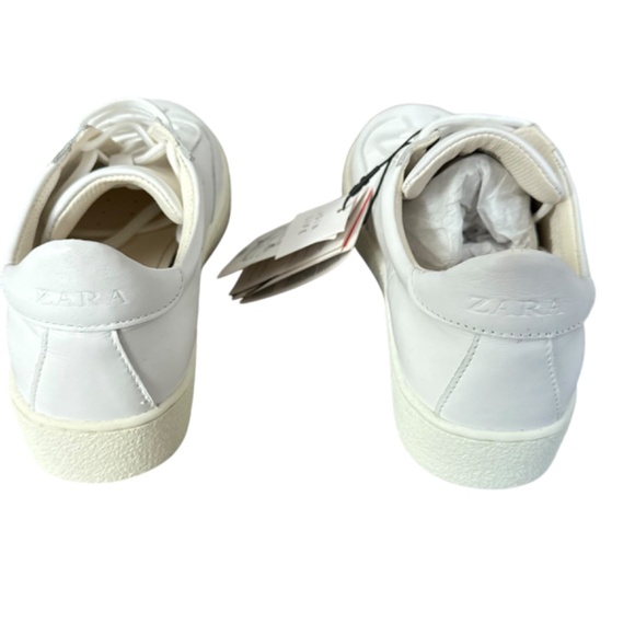 NEW Zara White Uniform Leather Sneakers 36 - Picture 4 of 10